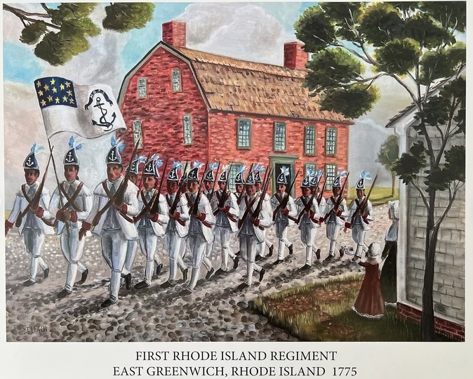 First Rhode Island Regiment in home-spun and home-woven uniforms